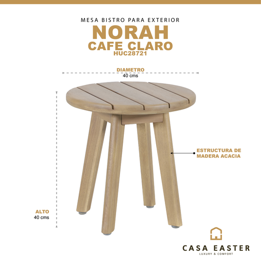 Mesa bistro de madera 40cm Norah para exterior color natural - HUC28721