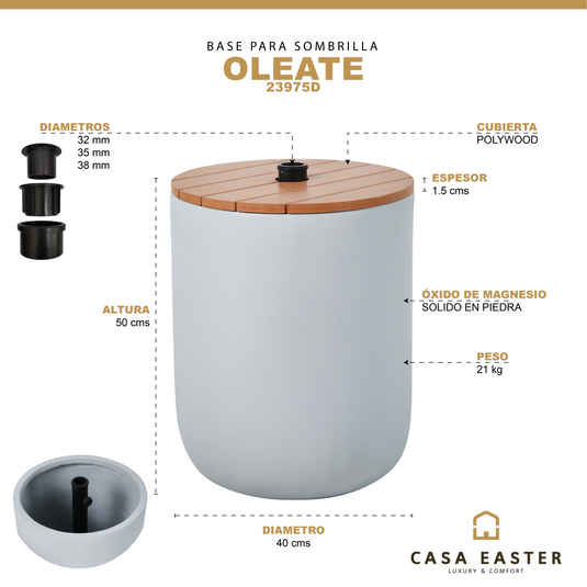 Base para sombrilla Oleate color gris - 23975D