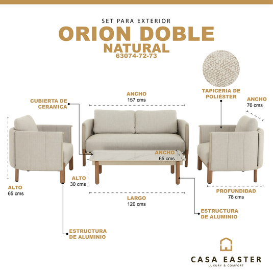 Set doble Orion de exterior color beige - 63074-72-73