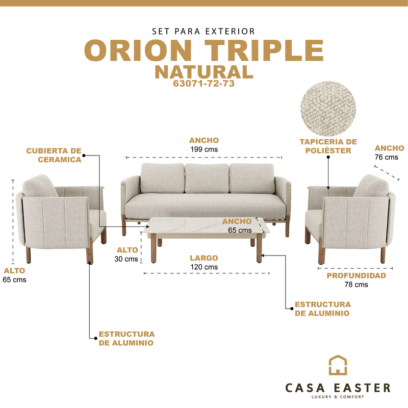 Cargue la imagen en el visor de la galería, Set triple Orion de exterior color beige - 63071-72-73
