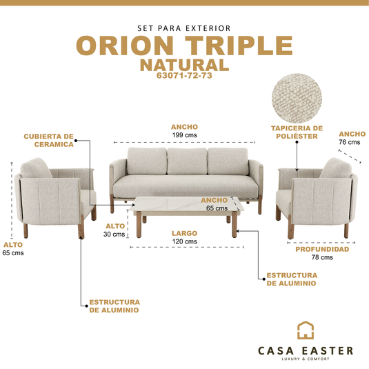 Set triple Orion de exterior color beige - 63071-72-73