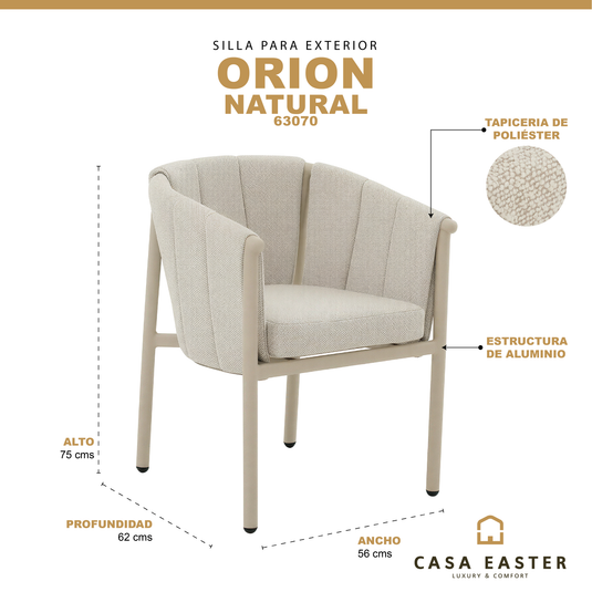 Silla para exterior Orion de Aluminio color natural - 63070