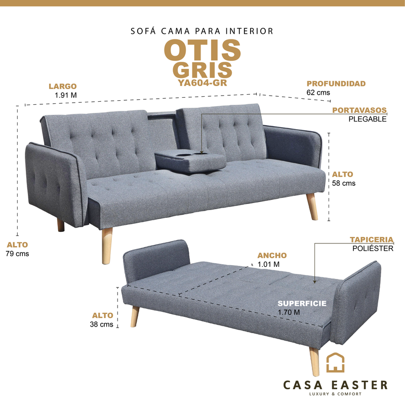 Cargue la imagen en el visor de la galería, Sofá cama OTIS color gris - YA604-GR
