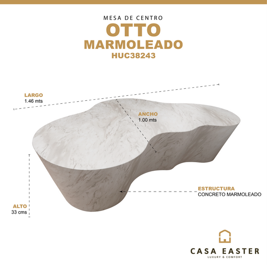 Mesa de centro para interior y exterior OTTO 1.4M modular, estilo marmoleado - HUC38243