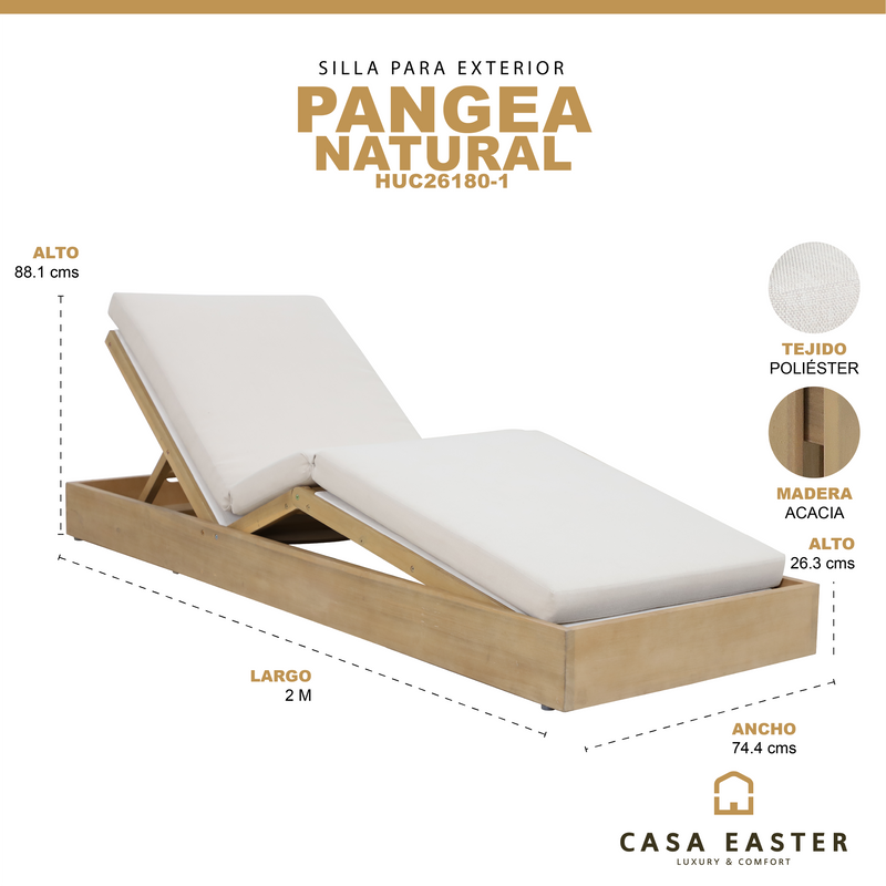 Cargue la imagen en el visor de la galería, Camastro de madera con textileno Pangea color Natural - HUC261801
