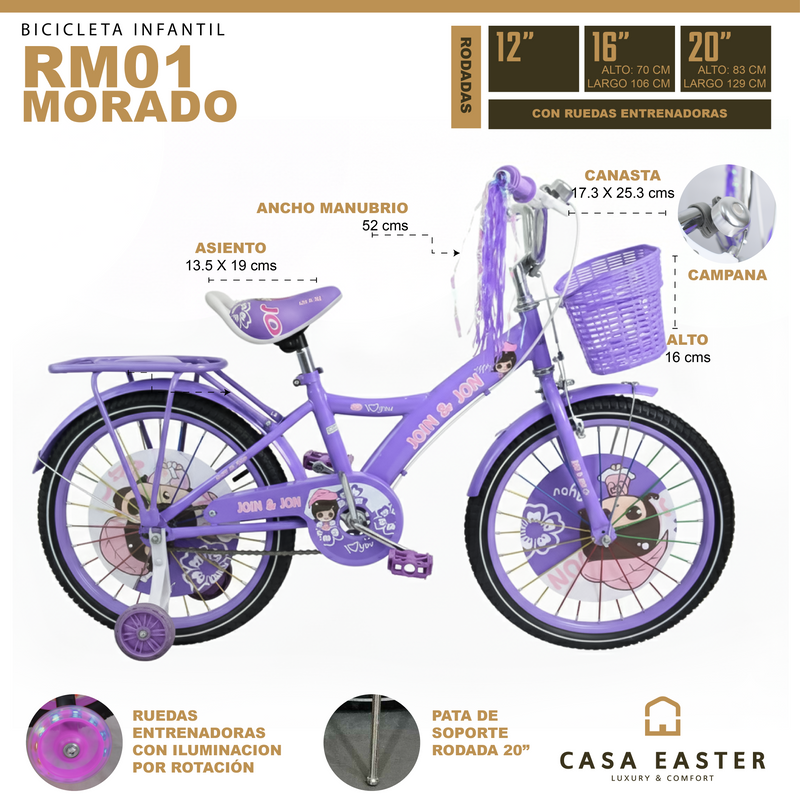 Load image into Gallery viewer, 12" Bicycle RM01 Purple - RM0112-MOR 
