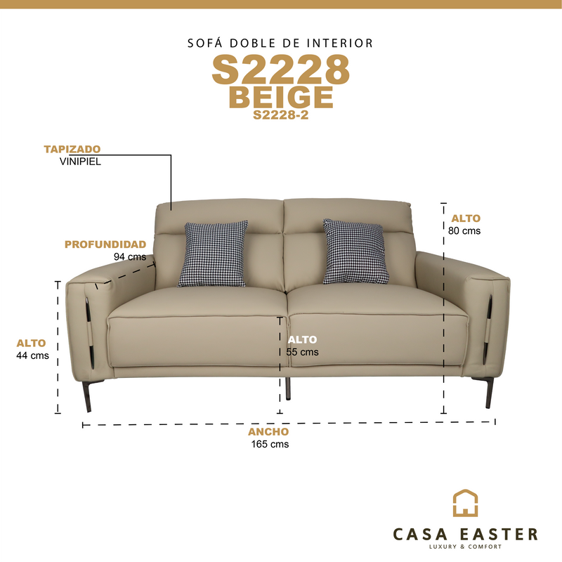 Cargue la imagen en el visor de la galería, Sofá doble de interior S2228 con vinipiel - S2228-2
