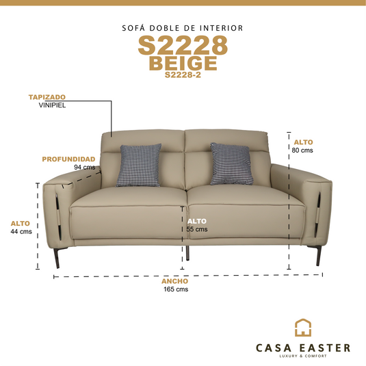 Sofá doble de interior S2228 con vinipiel - S2228-2