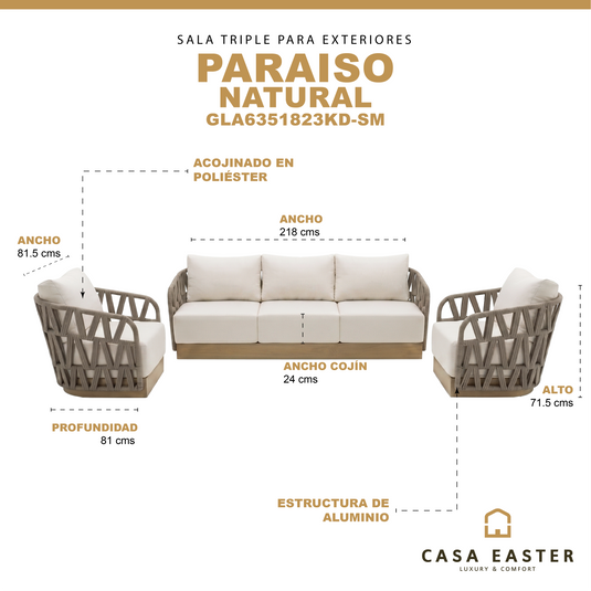 Paraiso triple set natural color - GLA6351823KD