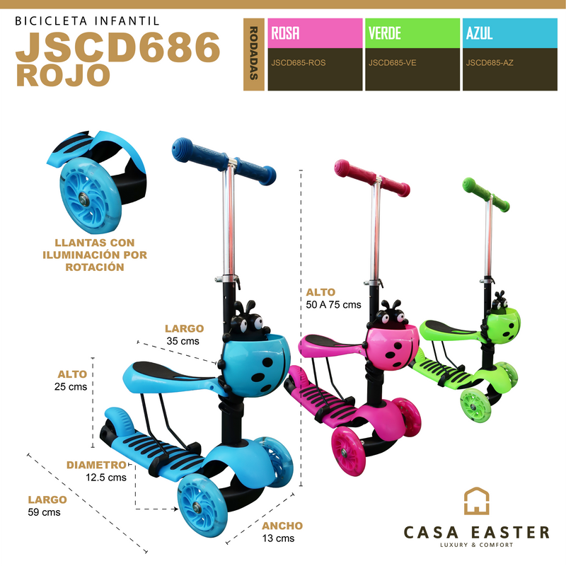 Cargue la imagen en el visor de la galería, Scooter infantil eléctrico color rosa - JSCD686-ROS
