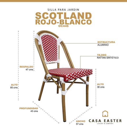Silla de Rattan para exterior e interior Color Rojo SCOOTLAND 01 -OC446