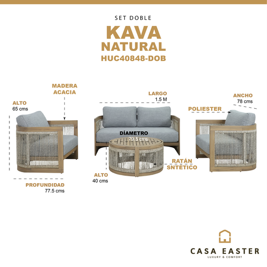 Set doble Kava color natural - HUC40848-DOB
