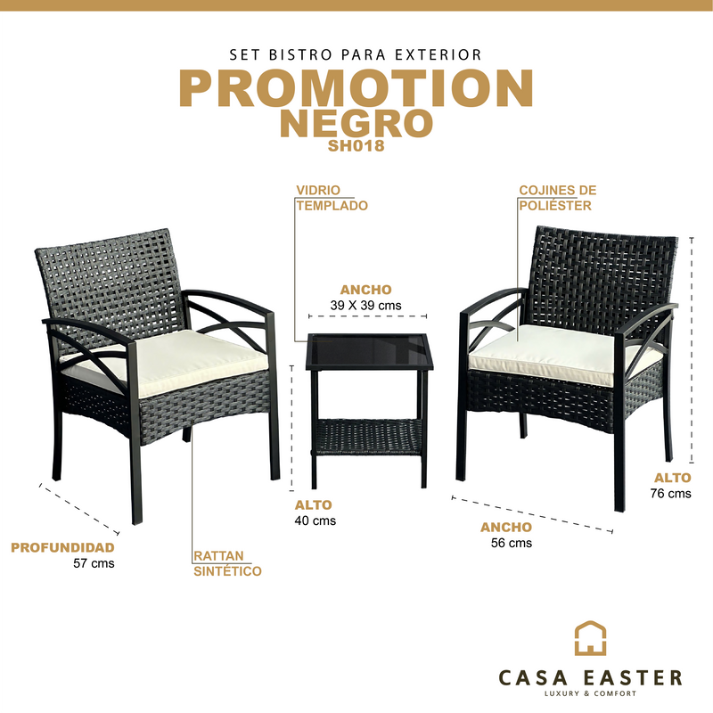 Cargue la imagen en el visor de la galería, Set Bistro Promotion color Negro - SH018
