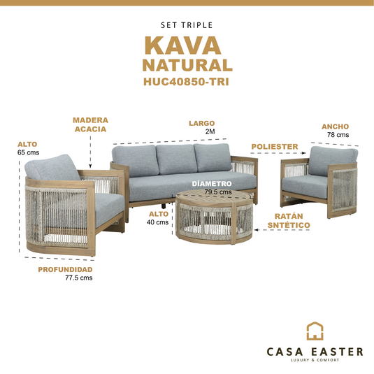 Set triple Kava color natural - HUC40850-TRI