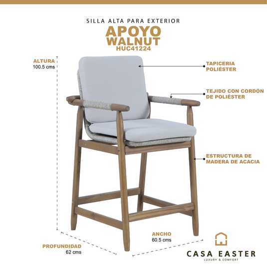 Silla alta de madera APOYO para exterior e interior - HUC41224
