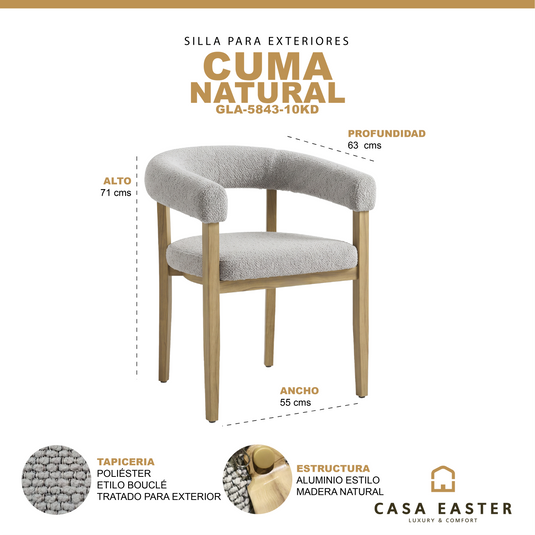 Silla de exterior CUMA color Natural - GLA-5843-10KD