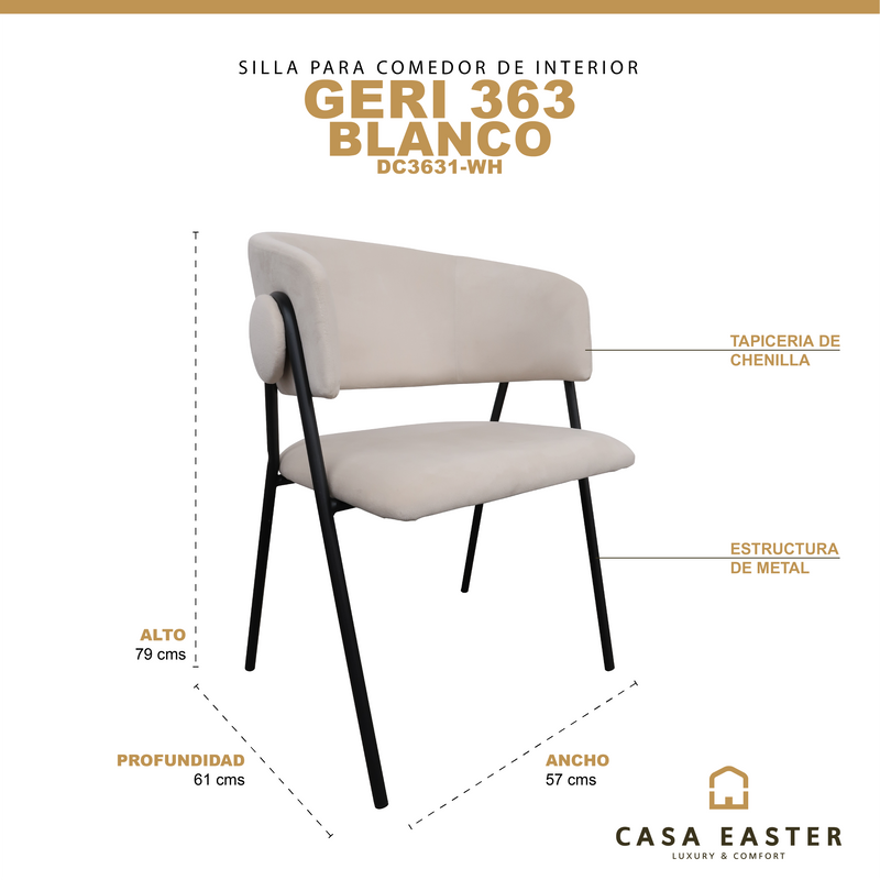 Cargue la imagen en el visor de la galería, Silla de Interior Geri 363 color Blanco - DC3631-WH
