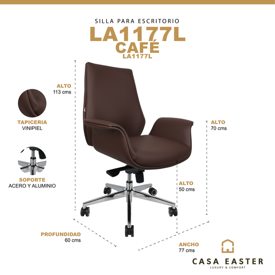 Silla de escritorio LA1177L para interior color Brown - LA1177L