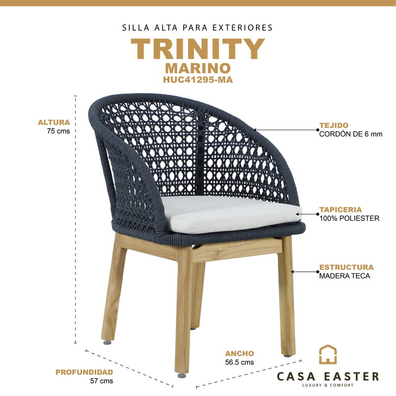 Cargue la imagen en el visor de la galería, Silla de madera Trinity para exterior e interior color Azul marino - HUC41295-AZM
