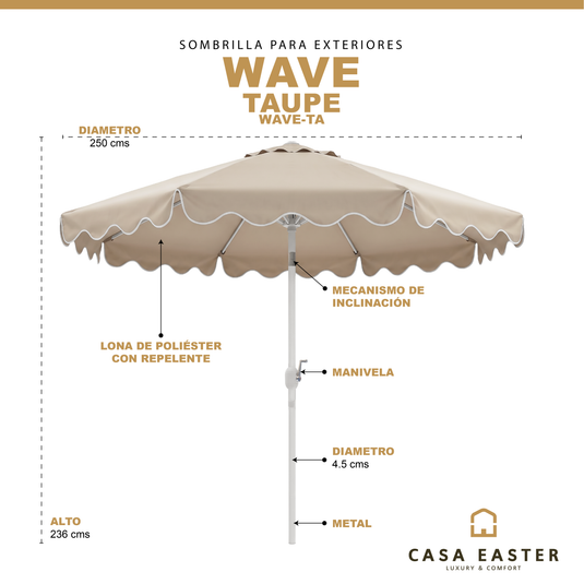 Sombrilla de borde Ondulado Wave color Taupe - WAVE-TA