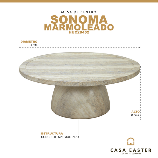Mesa de centro para Interior y exterior SONOMA 1M estilo marmoleado - HUC28452