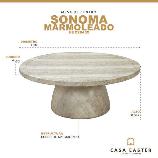 Mesa de centro para Interior y exterior SONOMA 1M estilo marmoleado - HUC28452