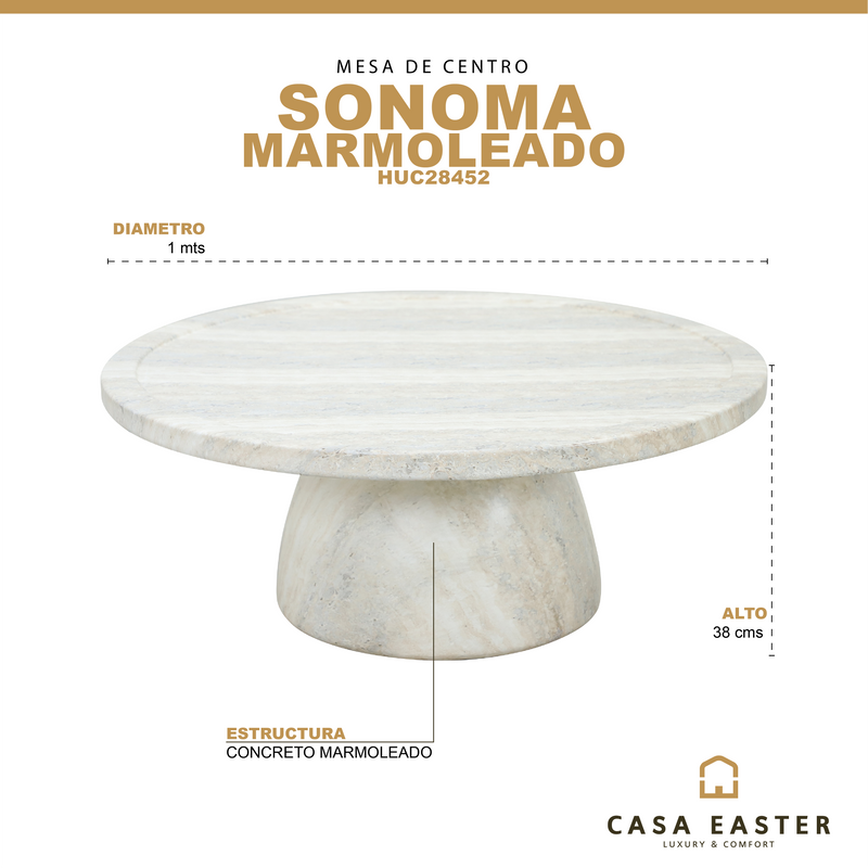 Cargue la imagen en el visor de la galería, Mesa de centro para Interior y exterior SONOMA 1M estilo marmoleado - HUC28452
