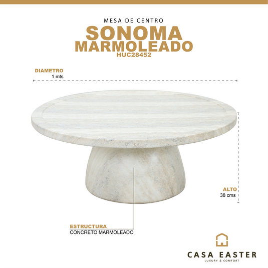 Mesa de centro para Interior y exterior SONOMA 1M estilo marmoleado - HUC28452
