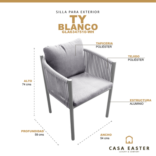 Silla de aluminio TY color blanco - GLA6347510-WH