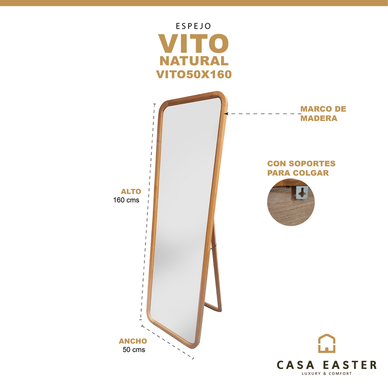 Cargue la imagen en el visor de la galería, Espejo decorativo Vito 50x160 color Natural - VITO50X160natural
