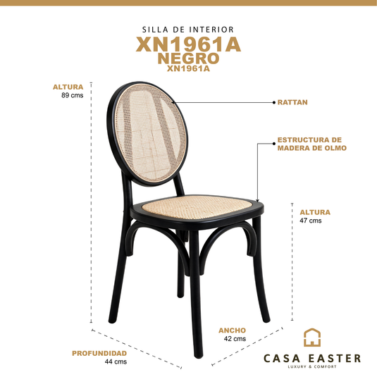 Silla de madera para interior XN1961A color Negro & Natural - XN1961A