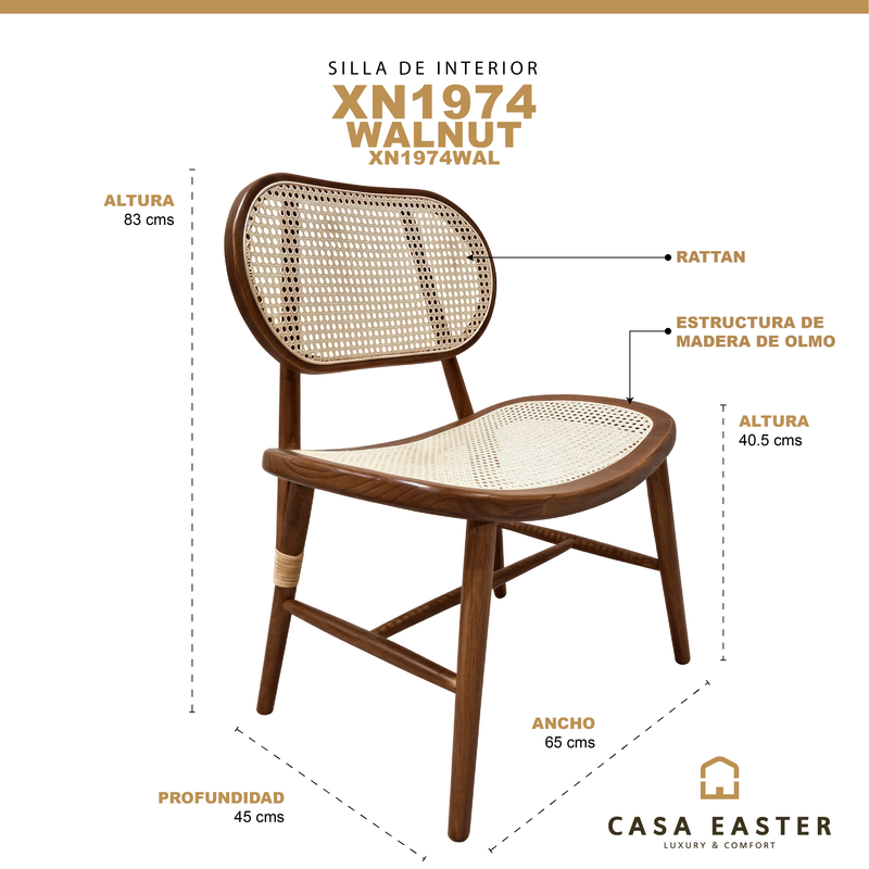 Cargue la imagen en el visor de la galería, Silla de interior XN1974WAL de Madera color Walnut - XN1974WAL
