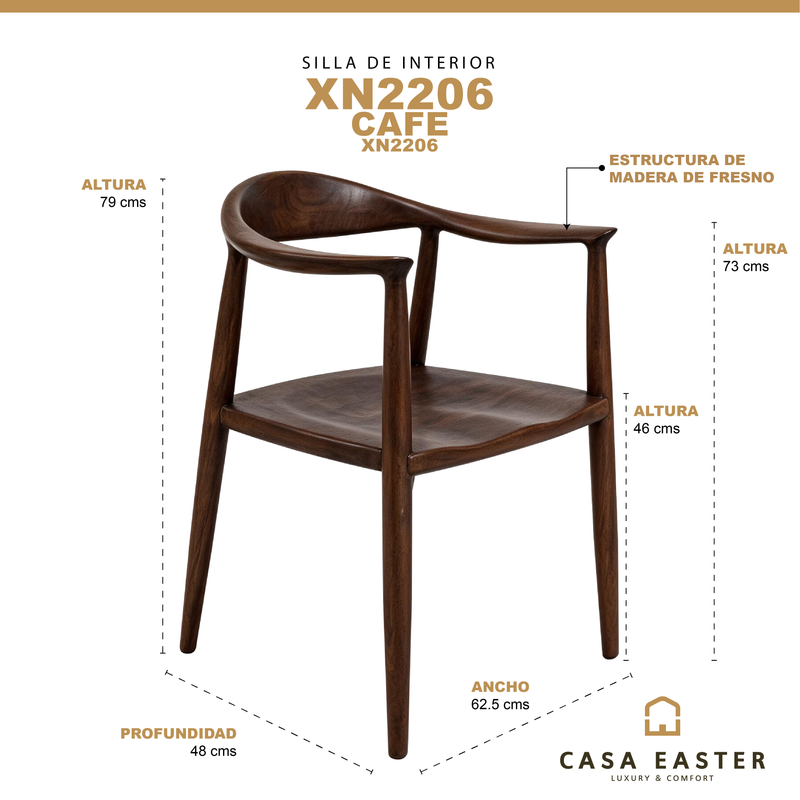 Cargue la imagen en el visor de la galería, Silla de madera para interior XN2206 color Café - XN2206
