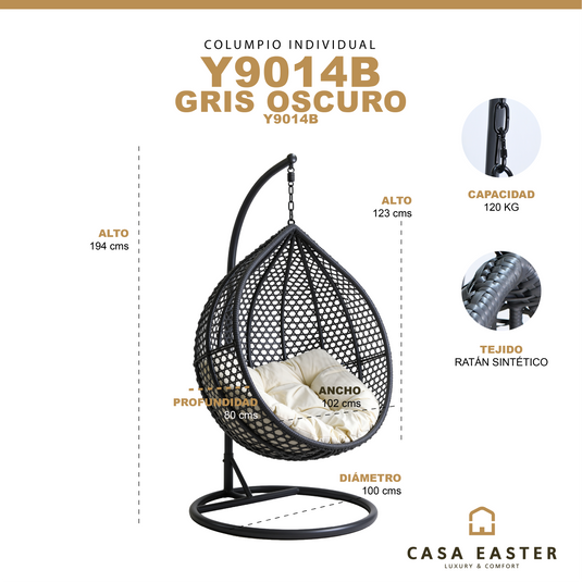 Columpio individual Y9104B color gris oscuro  - Y9104B