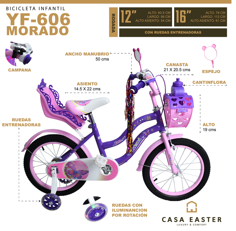 Load image into Gallery viewer, 16" Kids' Bicycle YF606 Purple - 16YF606-MOR
