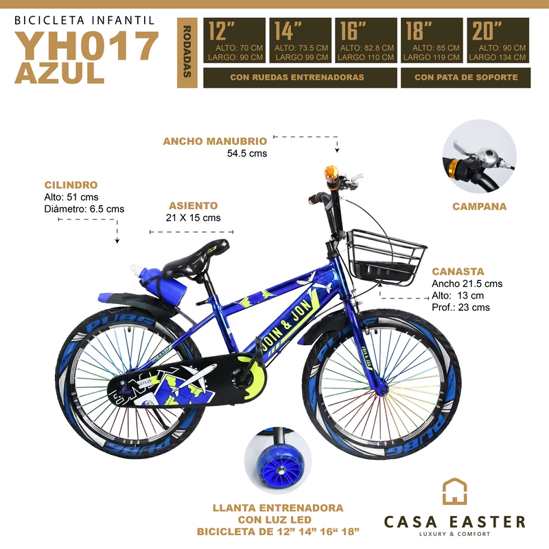 Cargue la imagen en el visor de la galería, Bicicleta de 20&quot; YH017 color AZUL - YH01720-AZ
