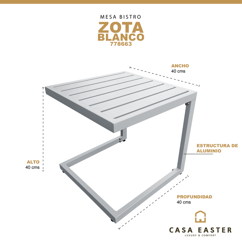 Cargue la imagen en el visor de la galería, Mesa Bistro Zota  Color Blanca - 778663
