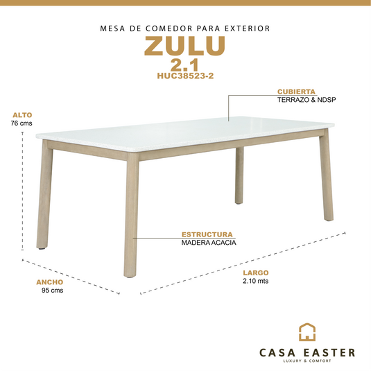 Mesa de comedor Zulu 2.1M, de terrazo - HUC38523-2