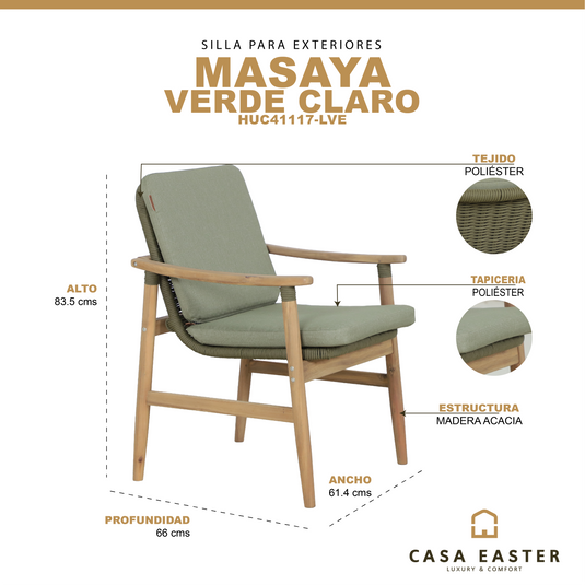 Silla de madera MASAYA color verde claro - HUC41117-LVE