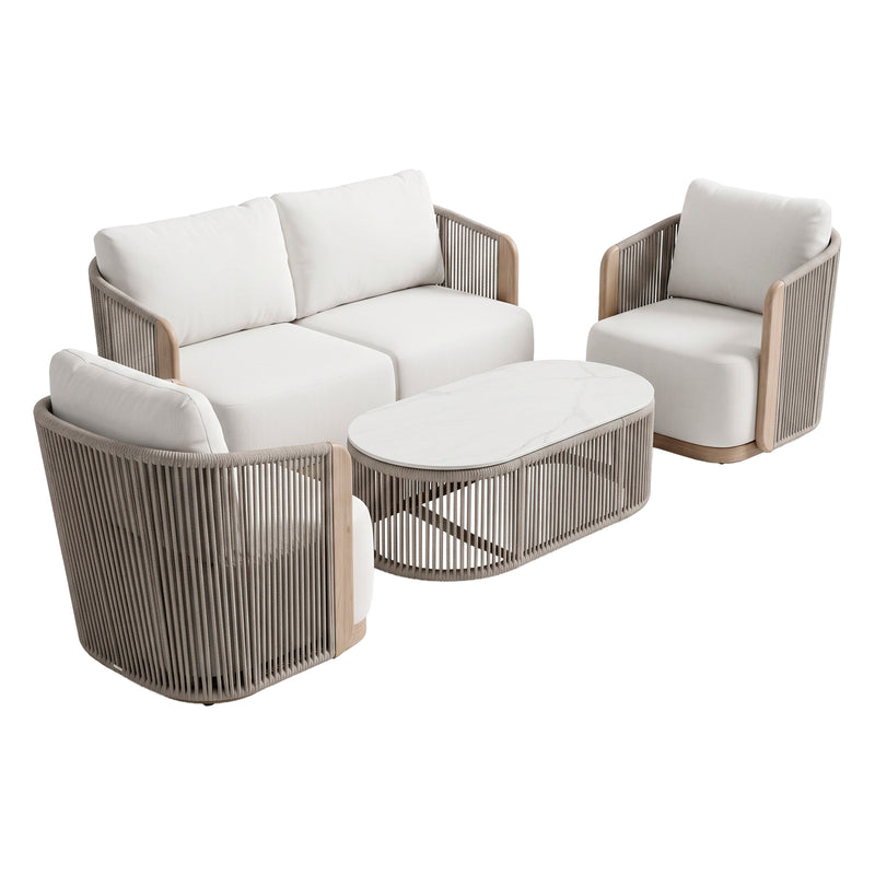 Cargue la imagen en el visor de la galería, Set Doble FIRST de madera color claro con gris - GLA-63575-21-22-47KDOB
