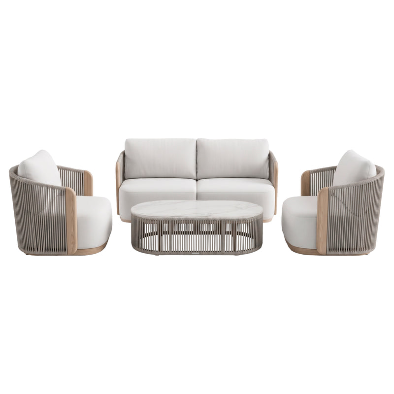 Cargue la imagen en el visor de la galería, Set Doble FIRST de madera color claro con gris - GLA-63575-21-22-47KDOB
