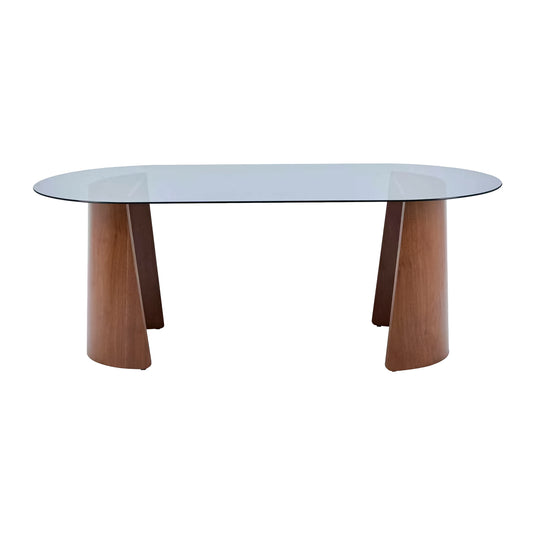 Mesa de comedor de interior 2M Lujino con cubierta de cristal, color brown  - GDT1408B4PRG