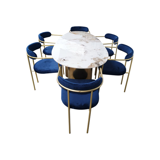 Comedor Geminis 1.8 M + 6 sillas Ares color Azul