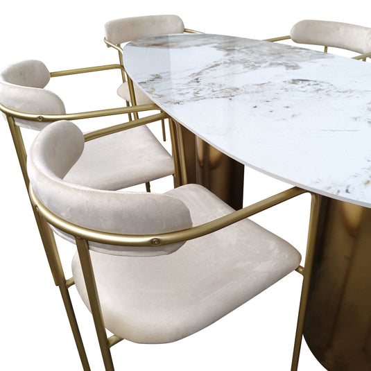 Comedor Geminis 1.8 M + 6 sillas Ares color Beige