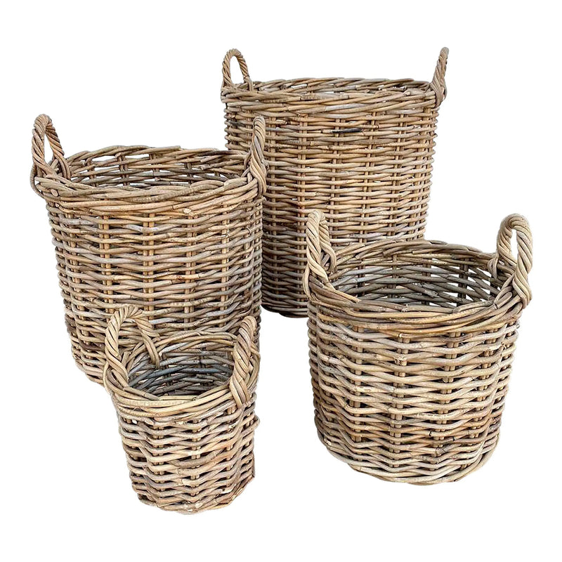 Load image into Gallery viewer, Round Planter Baskets Set of 4 Natural/Grey ATHENA- 31231CB
