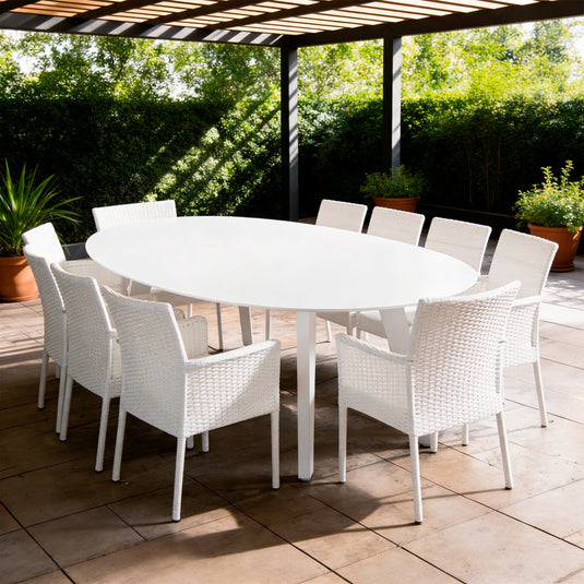Mesa de comedor Alum Blanca Herclion 2.5*1.2 M  - STD19912-WH