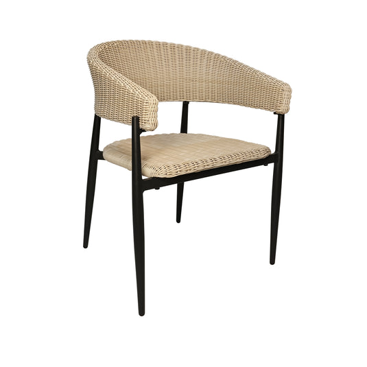 Silla de interior y exterior de Rattan color Negro HILTON- GLA-6313410KD-BLK