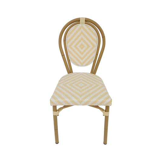 Silla de Ratan para interior y exterior Color Blaco con Beige - 2180