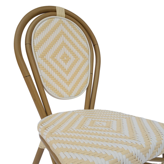 Silla de Ratan para interior y exterior Color Blaco con Beige - 2180