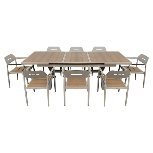 Comedor Jacinta expandible + 8 sillas Liba color Champagne